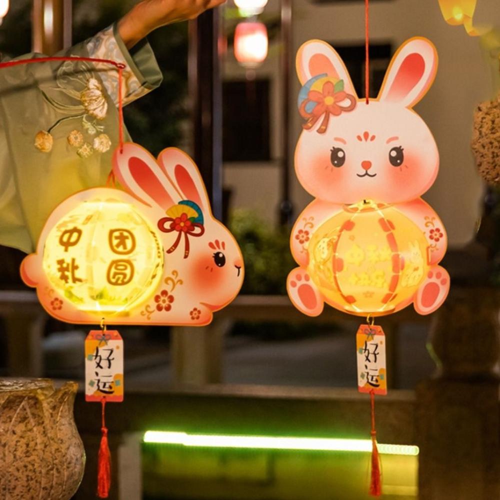 

Hanging Mid-Autumn Festival Lantern Glowing Handheld Luminous Lantern Portable Rabbit Lantern Kids Style D