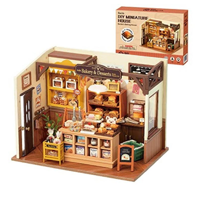 

Robotime Mini Dolls House Building Kit DIY Miniature House Kit with Furniture and LED Lights for Women s or Girl s Birthday Gif