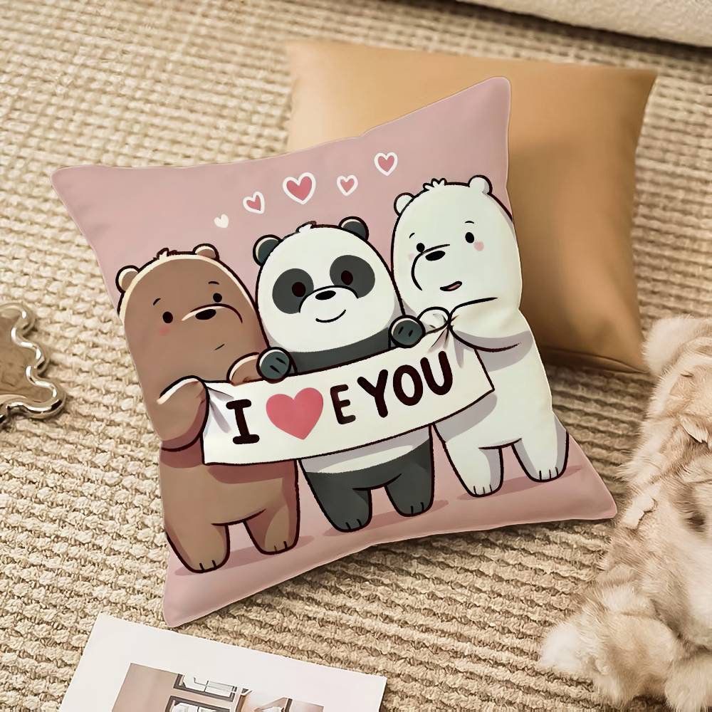 Cartoon We B-Bare B-Bears Pillow Case Anti-dustmite Invisible Zipper Sofa Bed
