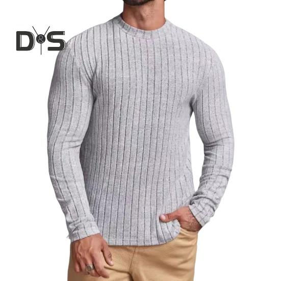 Pánský sportovní top Slim Fit Jednobarevný Kulatý výstřih Elastický Střední délka Dlouhý rukáv Pulovr Domácí oblečení Posilovna Běh Basketbalové tričko