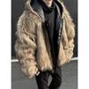 Nouveau manteau d'hiver épais et chaud pour homme en fausse fourrure de renard - Résistant au froid, tendance