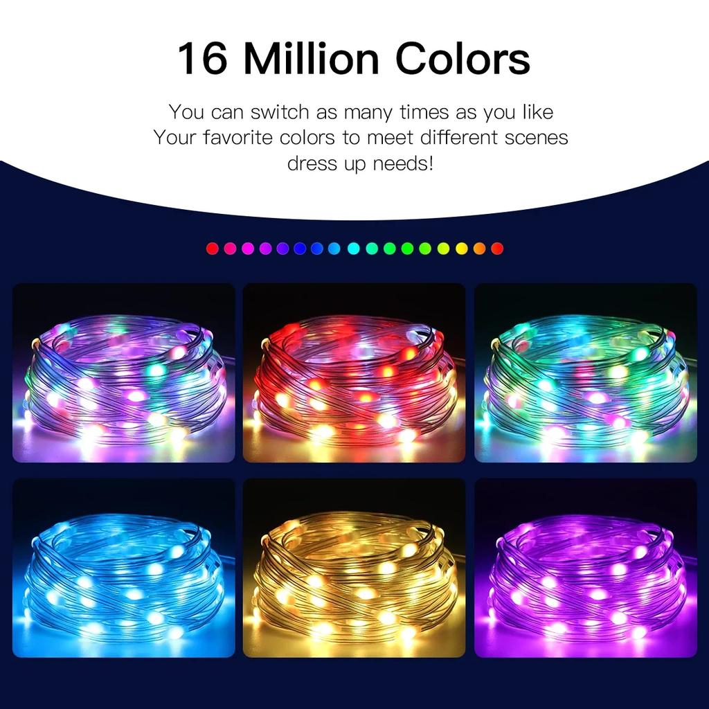 RGBIC USB 5V LED Sting Light Bluetooth Music APP WS2812 Programmable DIY Fairy Lights Birthday Party Garland Christmas Decor