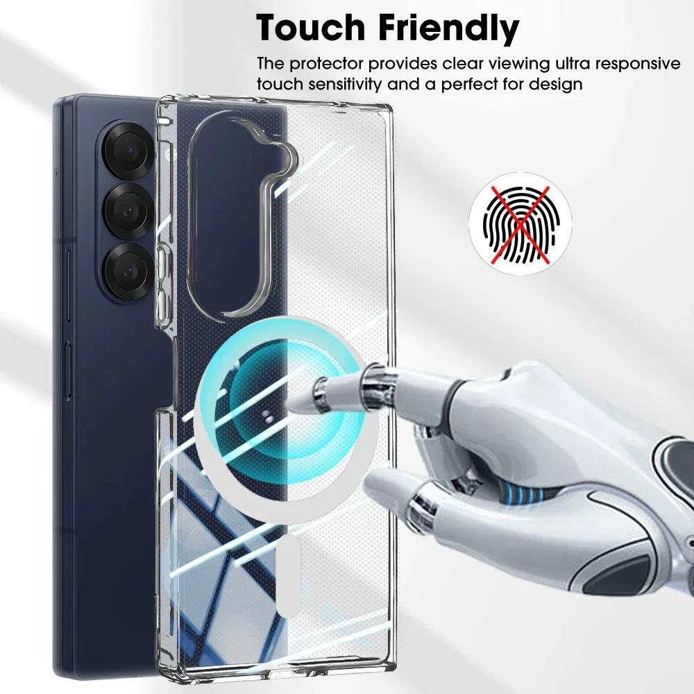 For Samsung Galaxy Z Fold7 5G Magnetic Case TPU + Acrylic Clear Phone Cover