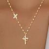 Full Diamond Rotatable Crown Cross with 26 Letter Copper Gold Plated Jewelry Accessory Necklace