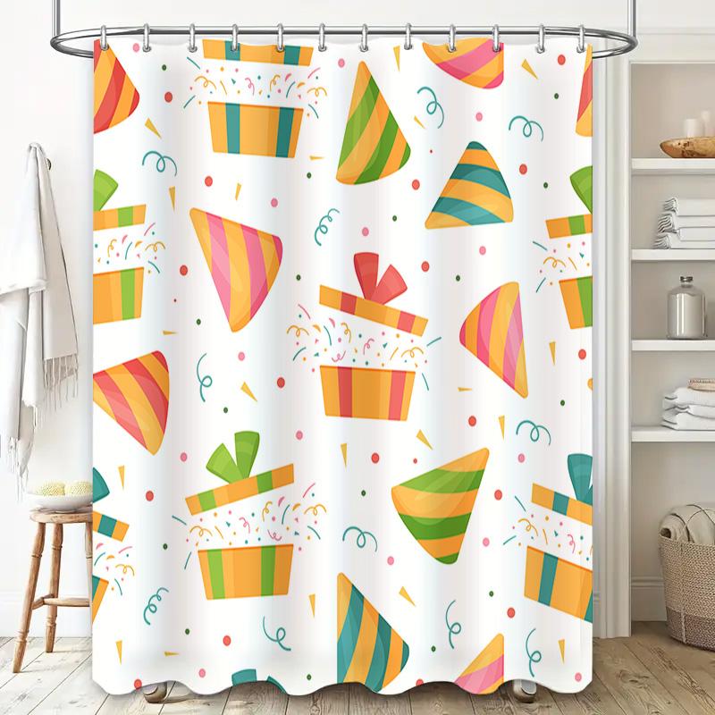 Party Hats Gifts Shower Curtain Waterproof Bathroom Decor for Kids Room Festive Colors Print Home Decor Item #15362098742 (24x72