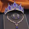 Gorgeous Water Drop Tiaras Bridal Crown with Necklace Earring Sets Wedding Bride Jewelry Set for Women Party Birthday Gifts