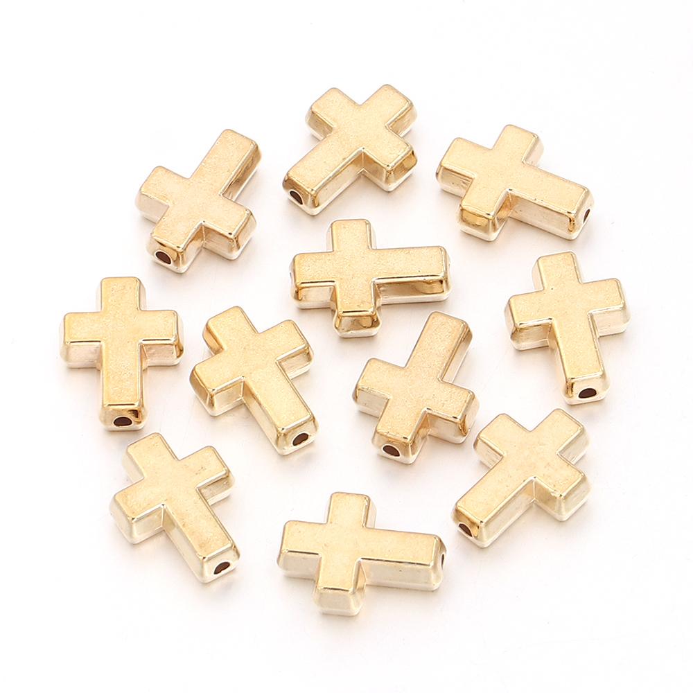 50-100pcs/lot Gold Silver Color CCB Cross Beads Plastic Loose Spacer Beads For Jewelry Making DIY Bracelet Necklace Accessories