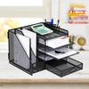 5-Tiered Metal File Letter Tray with Magazine Stand Multifunctional Desk Document Organiser For Office School Supplies