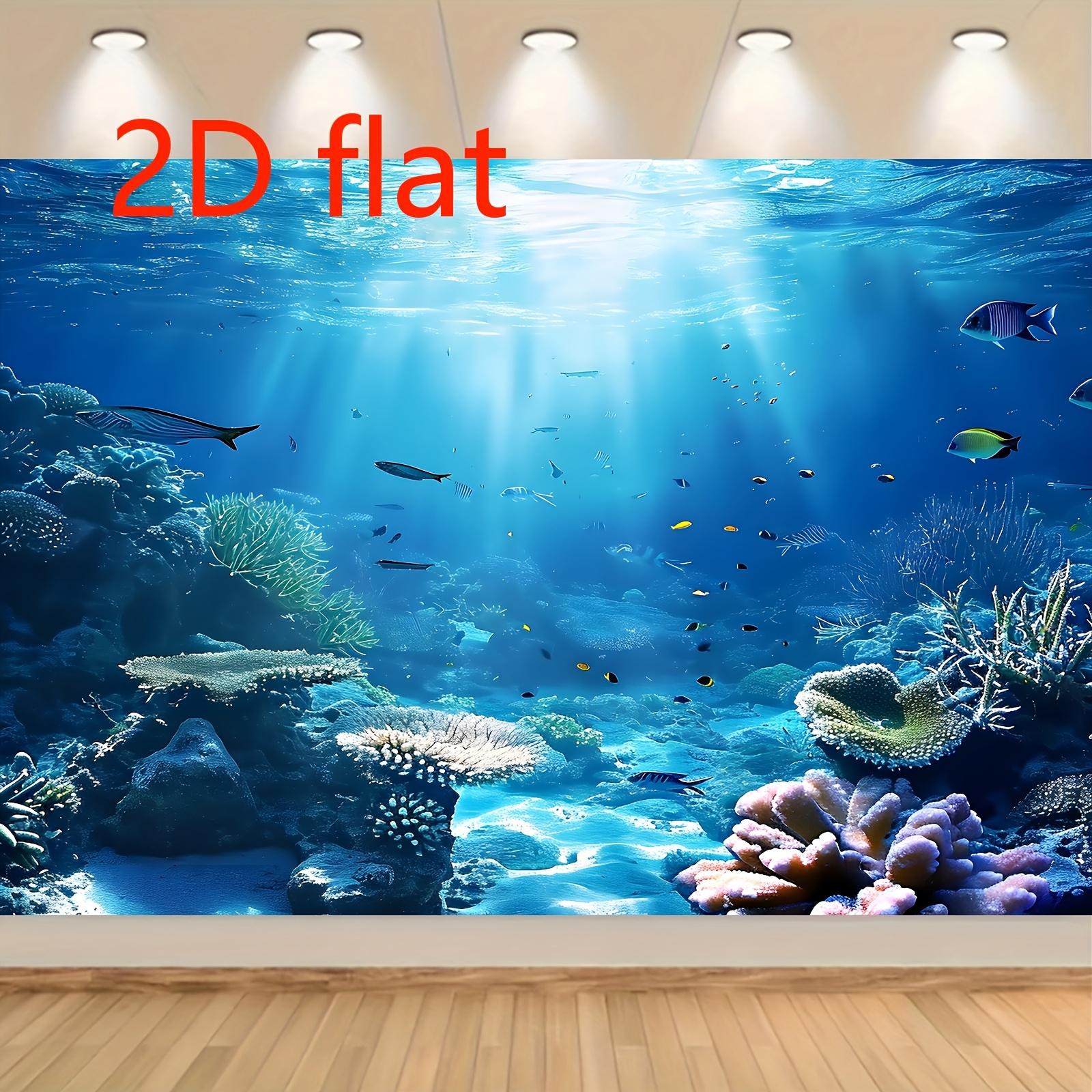 2D plane background of a mysterious blue underwater world. Suitable for parties, studios and interior decoration - corals (as the picture,100x150cm)