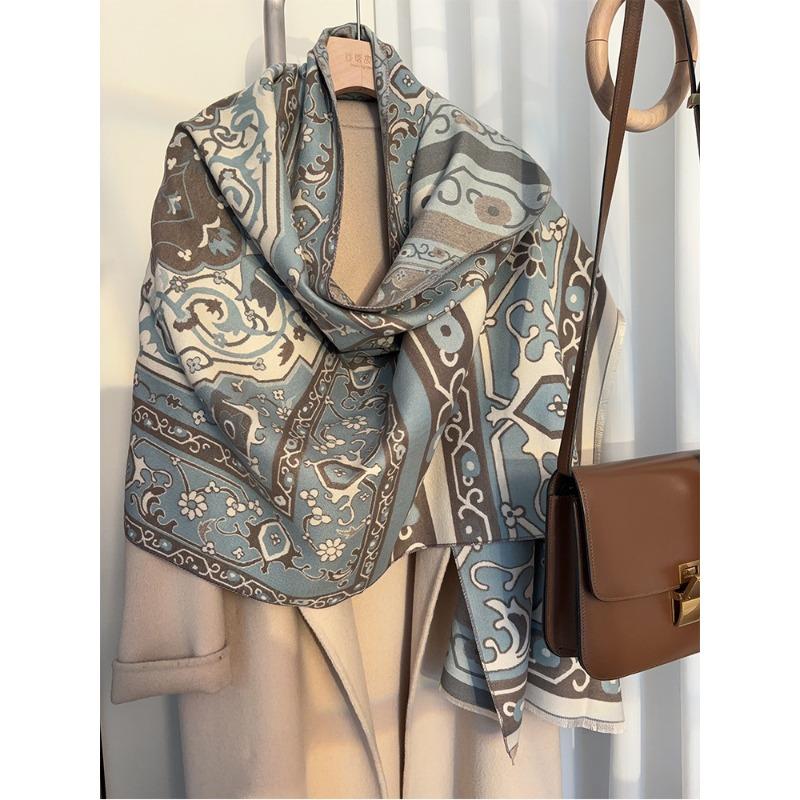

Cashmere Scarf for Women in Winter Korean Style Versatile Thickened Shawl and Dual Purpose Scarf