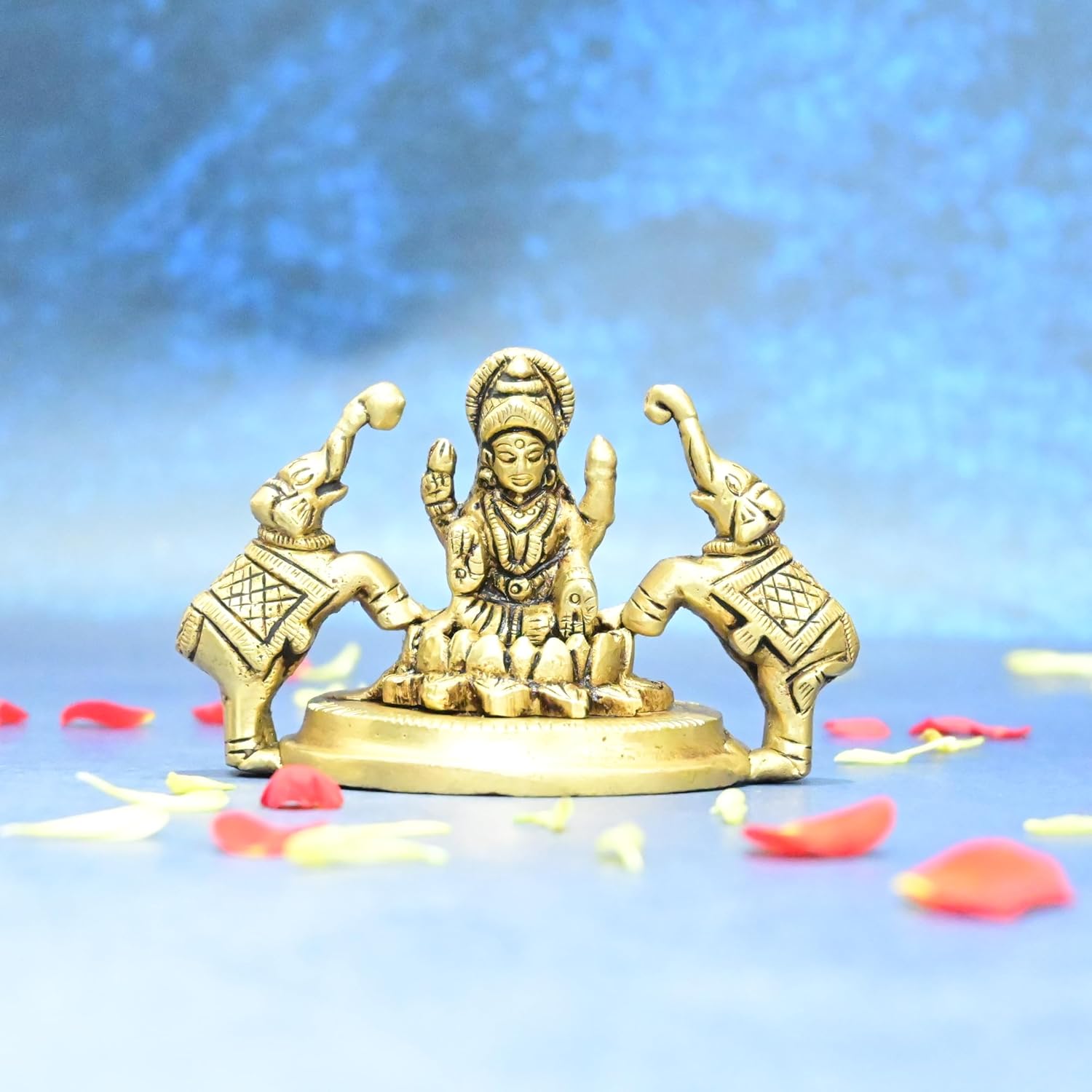 Gaja Lakshmi Idol With Elephant Brass Gaja Lakshmi Murti Small Size, Pooja Room