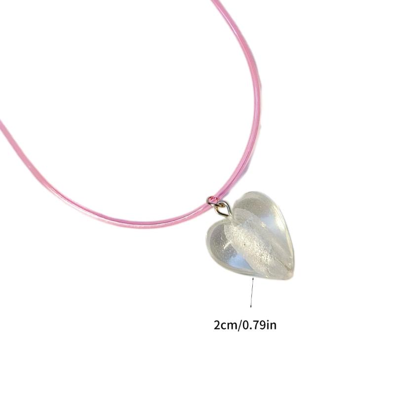 Fashion Love Heart Pendant Necklace for Women Trend Aesthetic Glaze Collar Choker Adjustable Rope Party Jewelry Birthday