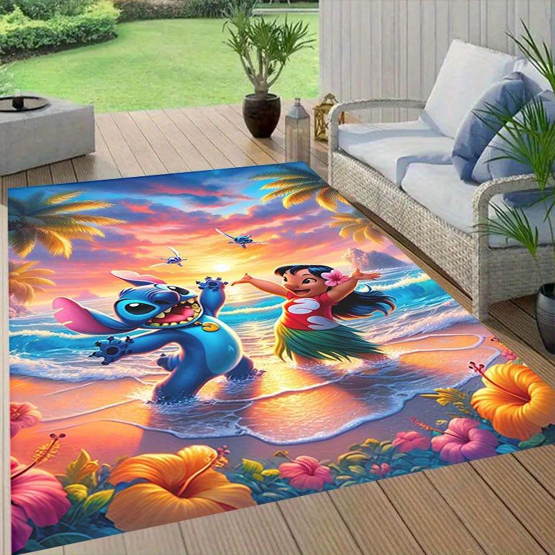 1pc Disney Lilo and Stitch Pattern Carpet Area Rug Non-slip Carpet Hand Washable Floor Mat Suitable For Living Room Bedroom Home Decor