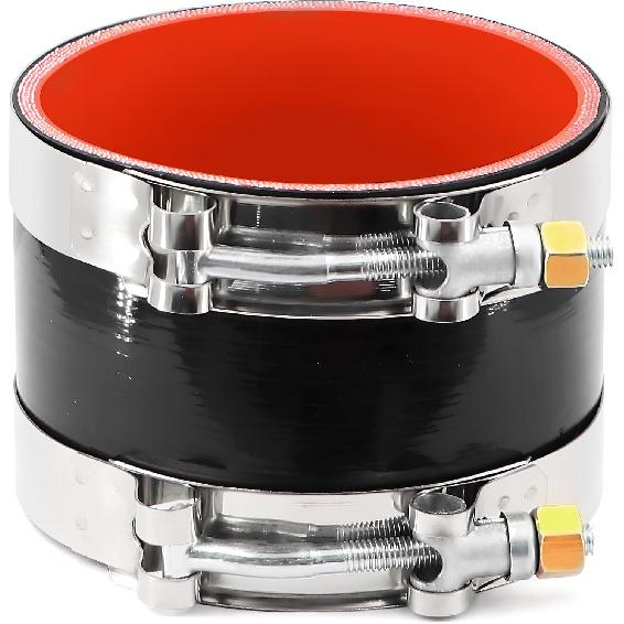 ID 4 Inch(102Mm) High Temperature 4-Ply Reinforced Straight Silicone Hose Performance Coupler With 2Pcs T-Bolt Clamps Suitable High Level Turbo Pipe