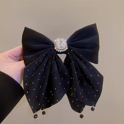 1 Stück koreanische Schleife große Haarspange, Damen Herbst High-End-Feeling, Pferdeschwanz Federklemme, neues Jahr, High-End