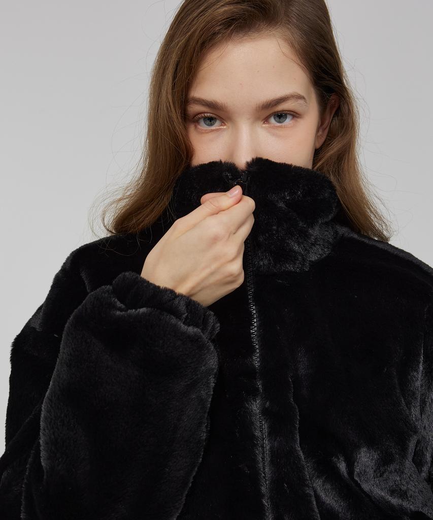 Awesome Studio Women'S Mink Fur High-Neck Jumper Black