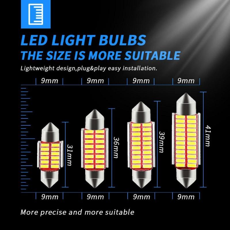 1 adet 12V C5W 31mm 36mm 39mm 41mm 4014 Araba Feston Işıkları Oto İç Mekan Tavan Lambası Okuma Ampulü Beyaz