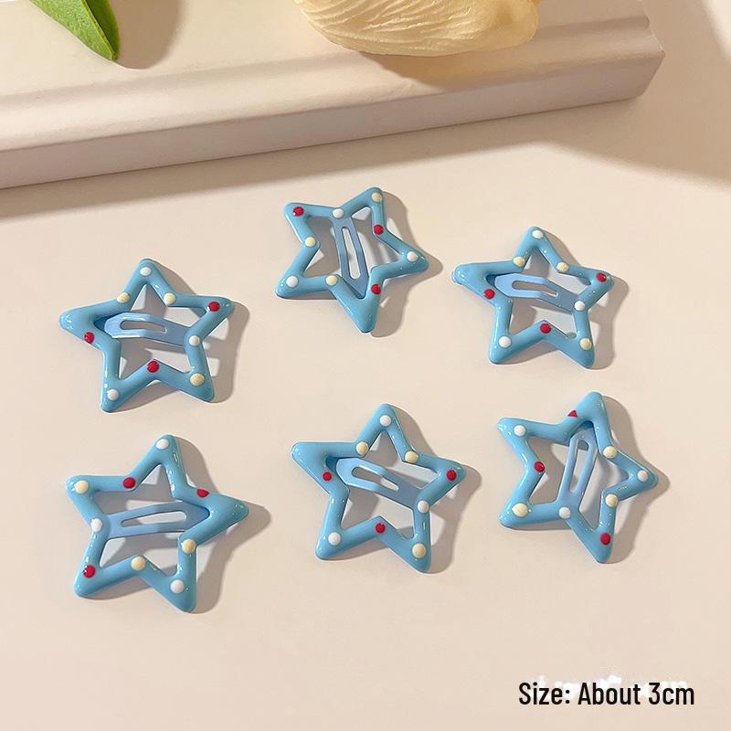 

Синяя шпилька для волос Y2K в форме пятиконечной звезды - Dopamine Small Clip для боковой челки