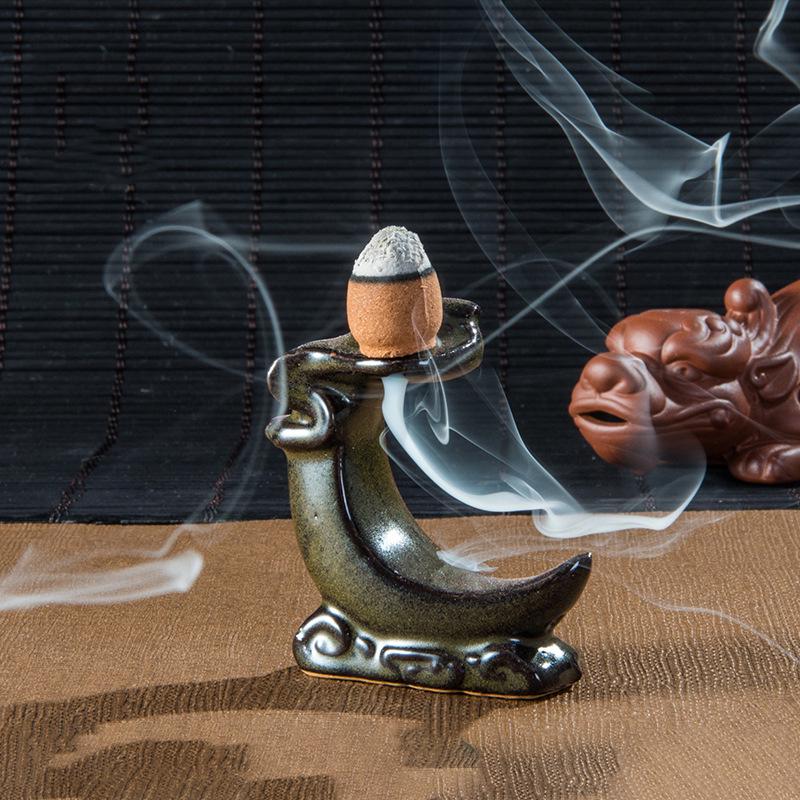 Mini Ceramic Backflow Incense Burner - Gourd-shaped Tea Ceremony Ornament