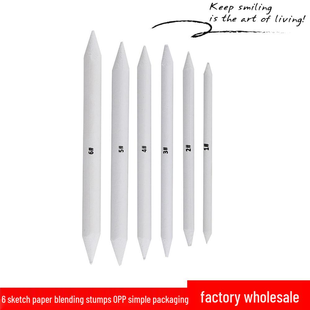 Sketch & Drawing Blending Set: 6-Piece Newsprint Stumps, Correction Pen, Blending Brush, Art Supplies.