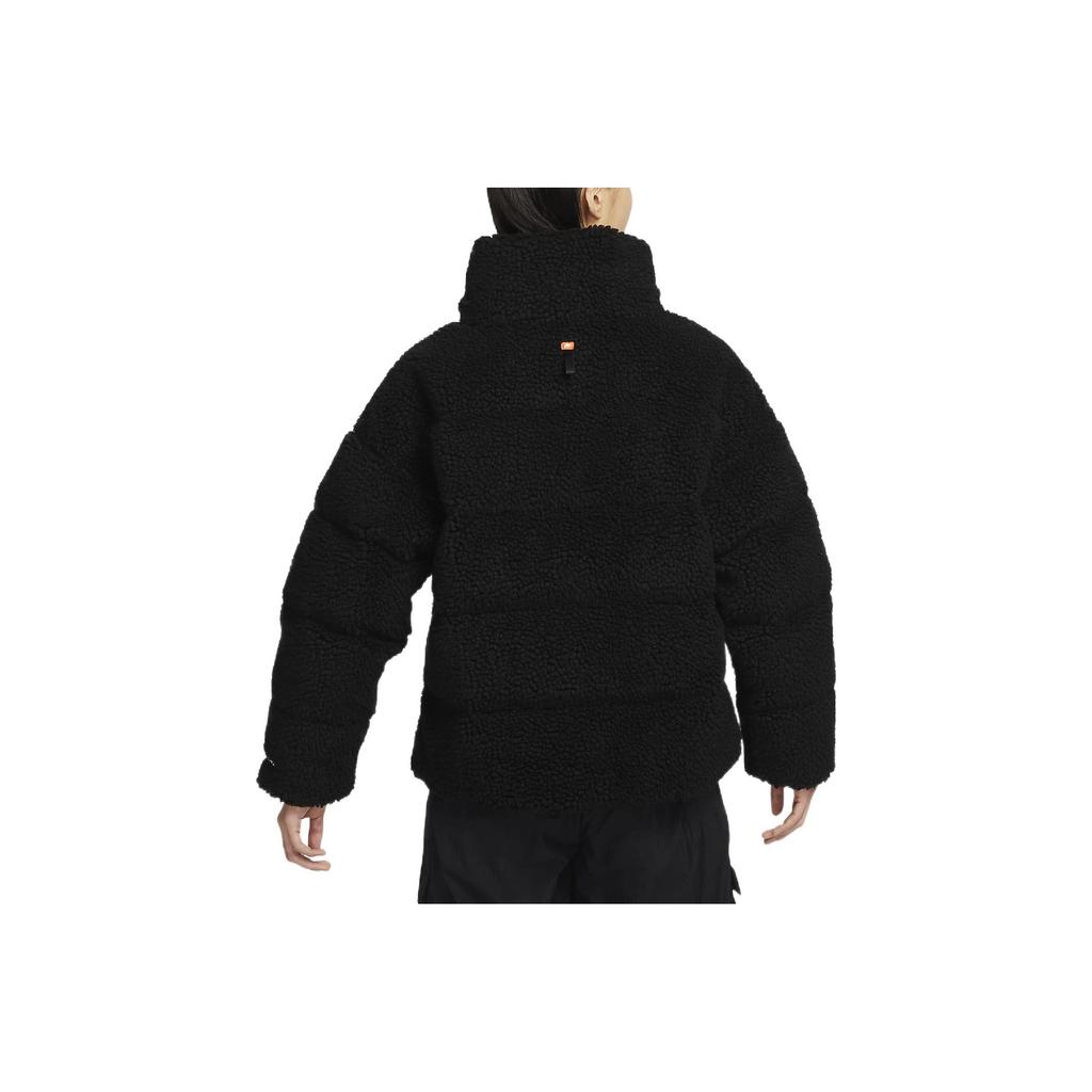 Nike Embroidered Logo Stand Collar Zip Down Jacket Women Outerwear Black DV6676-010