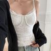 Thermoweste, Hosenträger, integrierte Unterwäsche, feiner Samt, bequeme und exquisite Spitzenweste, für Herbst und Winter mit Untersetzer