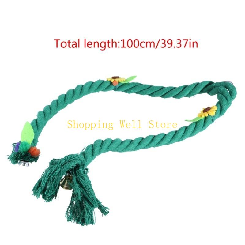 KX4B Bird Rope Swing Toy Cage Hanging Chewing Perch Toy Bird Grinding Standing Toy