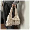 Corduroy Shoulder Bag Girly Dumpling Tote Bag Bow Print Bag Soft For Shopping Decorative Matching Piece Daily Commuting