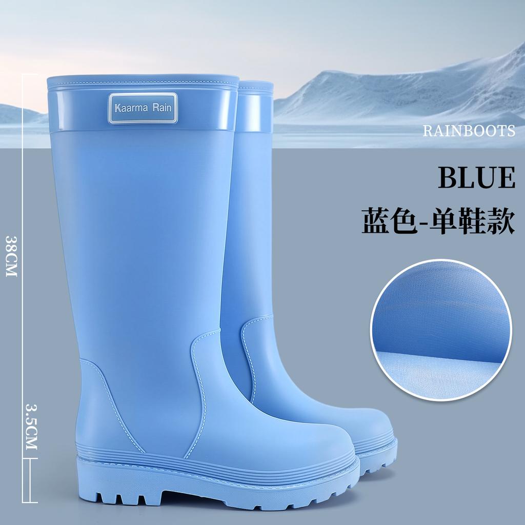 New Red Rain Boots Women's Autumn and Winter New Thickened-soled Boots Knight Boots Straight Boots Travel High Single Boots