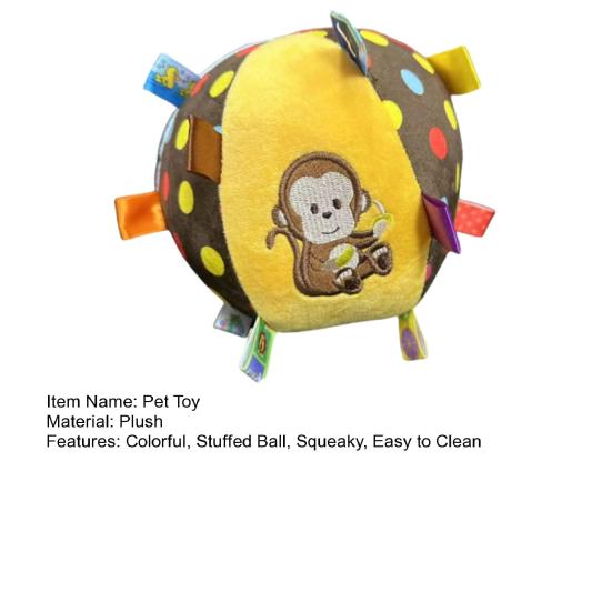 Dog Squeaky Plush Ball with Straps Stuffed Ball with Built-in Bell Pet Interactive Fetch Toy for Small Medium Large Dogs