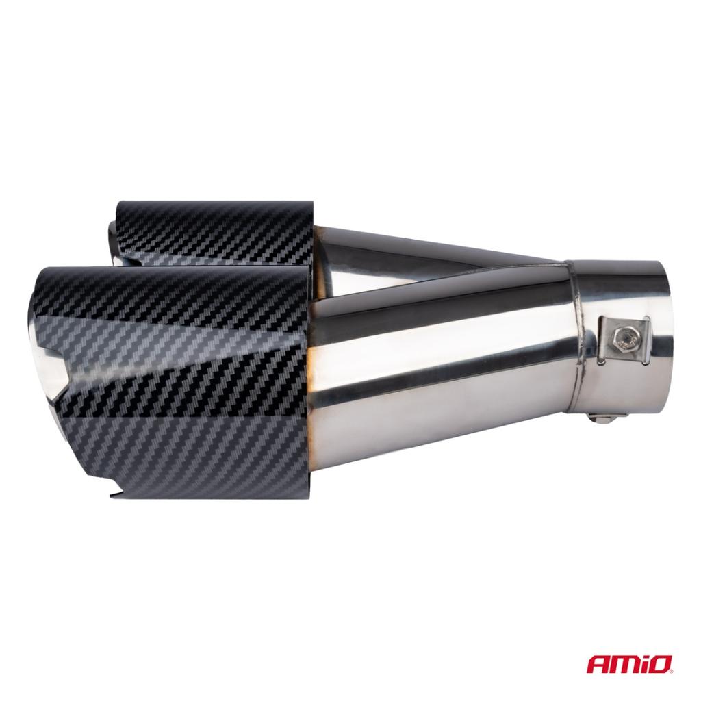 Exhaust Muffler Tip Stainless Steel Double Left Carbon Amio-04069