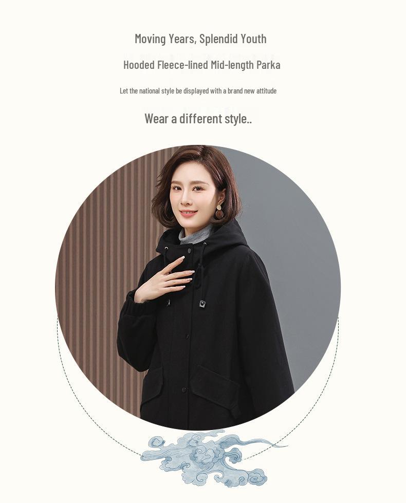 Women's Fashionable Fleece-Lined Parka: Thickened Cotton Jacket - 2024 Winter Outerwear, Loose Fit, Casual Style for Moms.