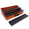 3 Tier Wooden Cologne Stand with Drawer Concealed Compartment Pure Pine Wood Cologne Display Shelf Black Walnut