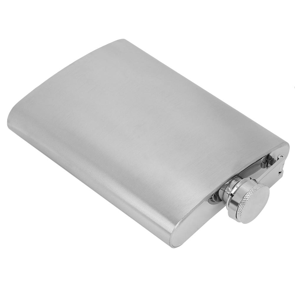 Nerezový trychtýř na alkoholovou baňku o objemu 7 oz se dvěma kelímky na víno jako dárek k narozeninám(Kartáčovaný)