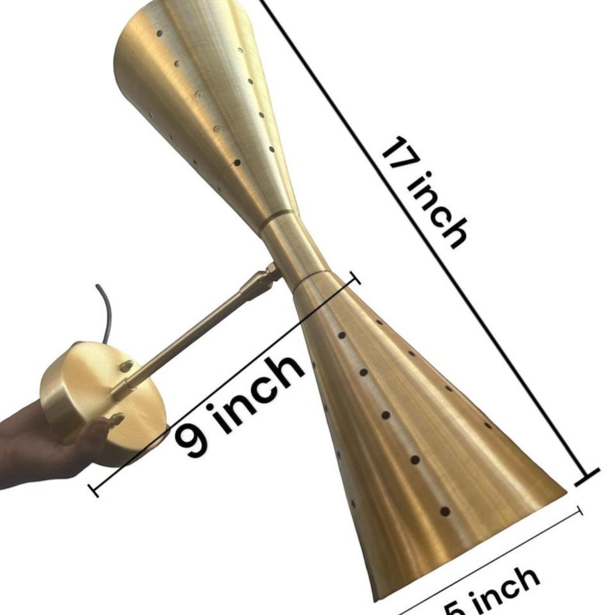 

Пара настенных бра в стиле модерн середины века 1915 года с двойным конусом и атомным рядом из латуни, светильник для домашнего декора