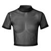 Women's Clubwear Sheer Short Sleeve Mesh See-Through Tops Tee Blouse
