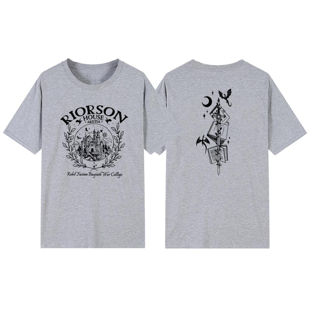 Riorson House T-Shirts Vintage Fourth Wing Shirt Unisex Short Sleeve Tshirt Bookish Gifts Retro Rider T Shirt Women Clothing