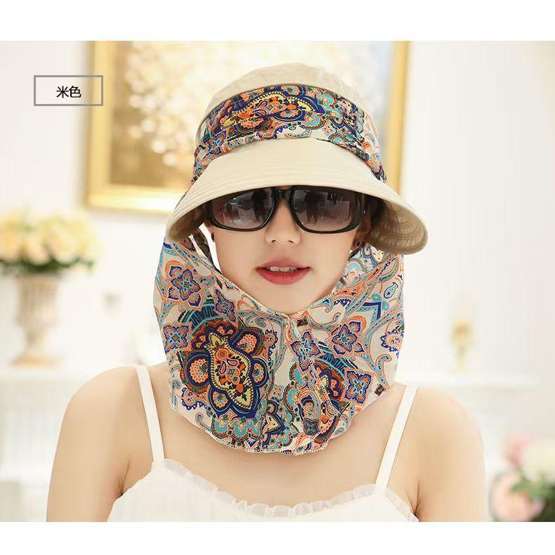 Summer sun hat women's sun hat cycling outdoor folding beach sun hat women's summer big edge face cover summer hat