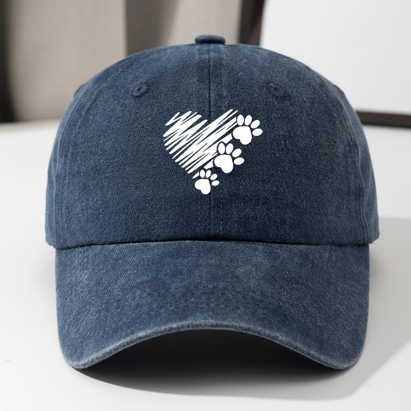 Heart Shaped and Paw Print Design Baseball Caps for Men and Women Are Lightweight and Durable, Suitable for Casual Outings