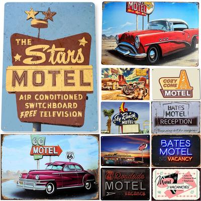 Vintage Motel Metall Blechschilder Wandkunst Route 66 Auto Poster für Garage Motel Hotel Club Café Bars Pubs Eisenmalerei Dekoration