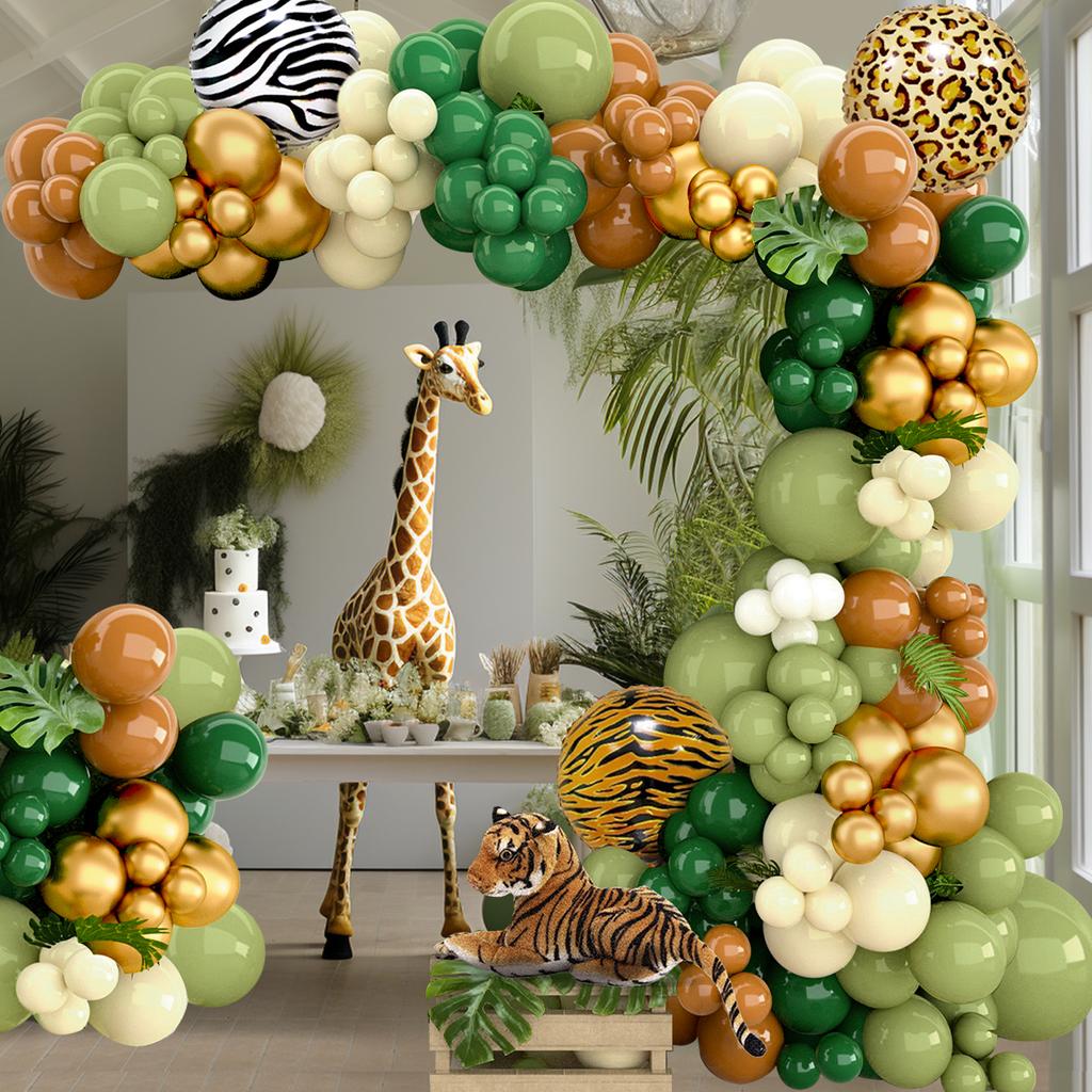 Jungle Animal Balloon Garland Arch Kit Jungle Safari Birthday Party Supplies Kids Boy Baby Shower Latex Balloons Party Decor