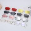 Retro Small Rectangle Women'S Sunglasses Brand Shades Classic Candy Color Clear Lens Metal Frame Sun Glasses Anti Uv400 Eyewear