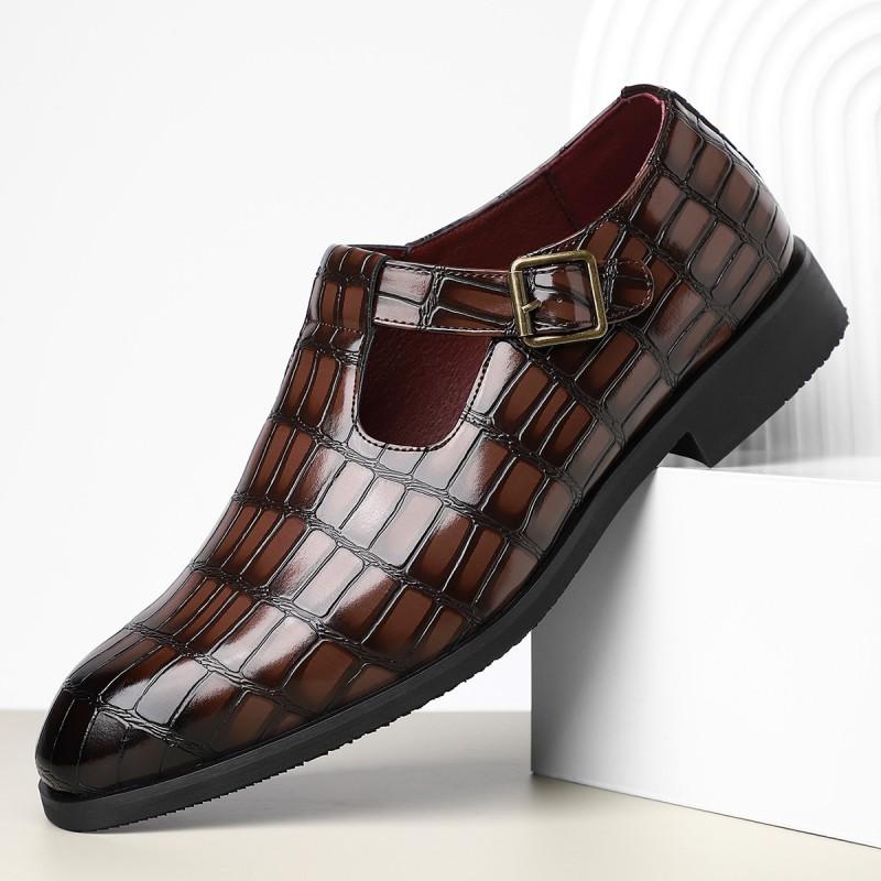 Mens Pointed Toe Loafer Style Dress Shoes PU Leather Casual Slip-On Business Footwear Office Daily Wear