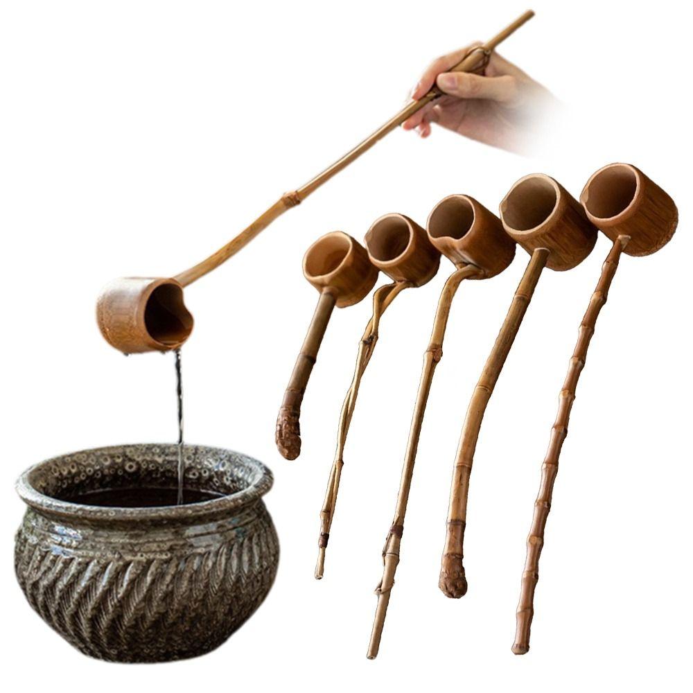 Portable Long Handle Tea Infusers Bamboo Material Handmade Tea Strainers Retro Tea Scoop Home Kitchen