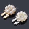 Decorative Button Covers 2 Pieces Flower Shape Sewing Button Rhinestone Pearl Cufflinks Jewelry for Women Clothing Dress Wedding