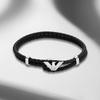 Emporio Armani Fashion Woven Trend Leather Bracelet Men Accessories Black EGS3237040