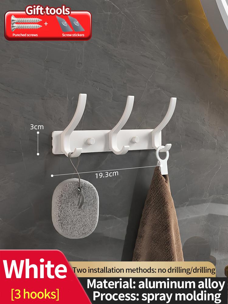 No Drill of Door Hooks, Space Aluminum, Non Perforated Bathroom Hooks, Bedroom Storage, Clothes Hanger Hooks, Wall Clothes Hook