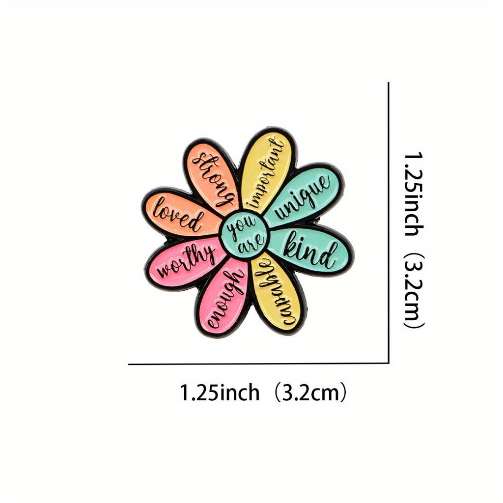 Inspirational Enamel Pin Floral Design with Colorful Petals - Zinc Alloy Lapel Badge for Backpacks, Bags, Clothes - Fashion Gift