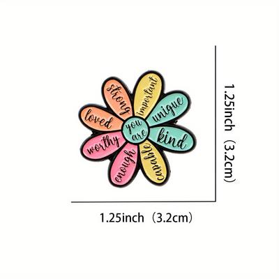 Inspirational Enamel Pin Floral Design with Colorful Petals - Zinc Alloy Lapel Badge for Backpacks, Bags, Clothes - Fashion Gift
