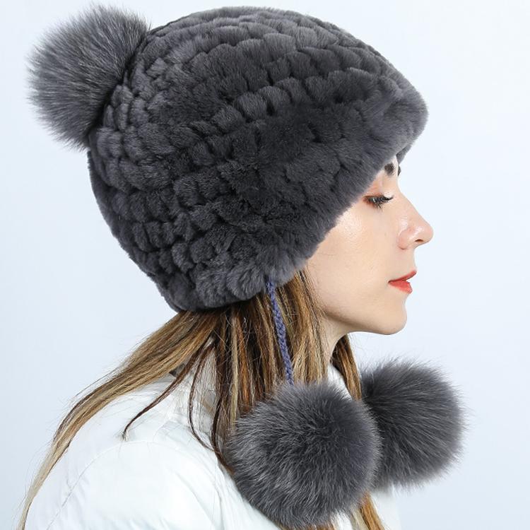 Hat Women's Autumn and Winter New Fashionable Warm Rex Rabbit Fur Hat